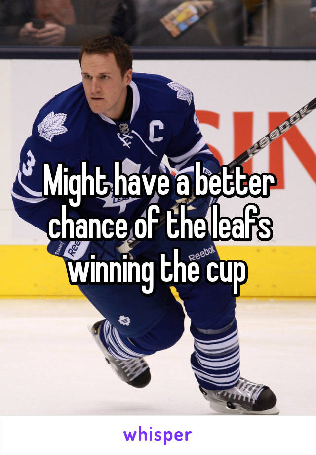 Might have a better chance of the leafs winning the cup 