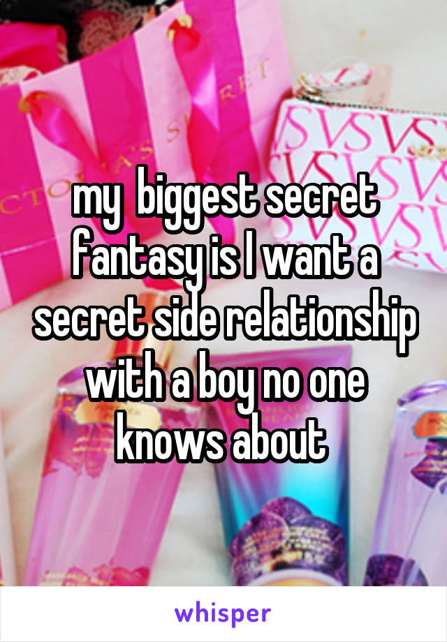 my  biggest secret fantasy is I want a secret side relationship with a boy no one knows about 