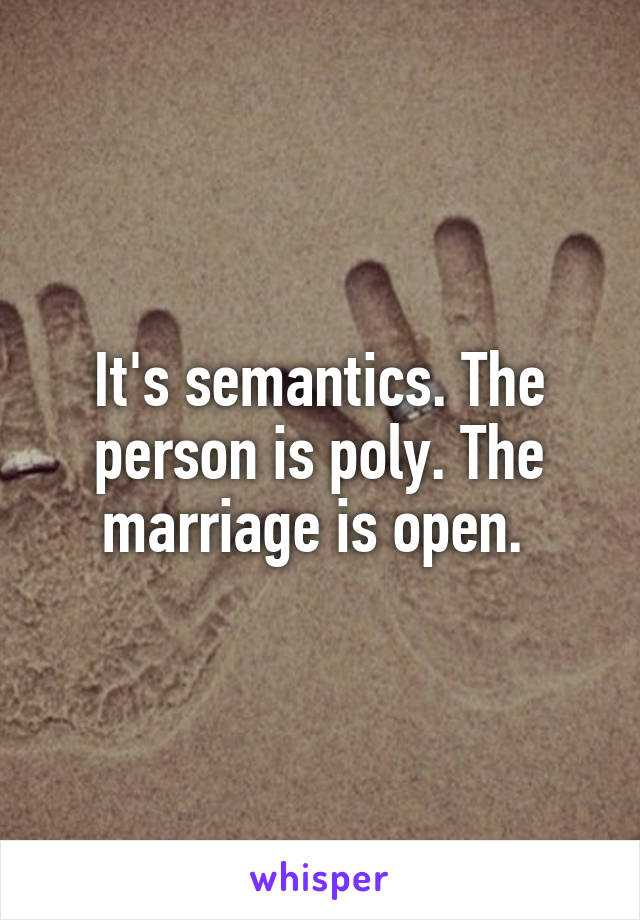 It's semantics. The person is poly. The marriage is open. 