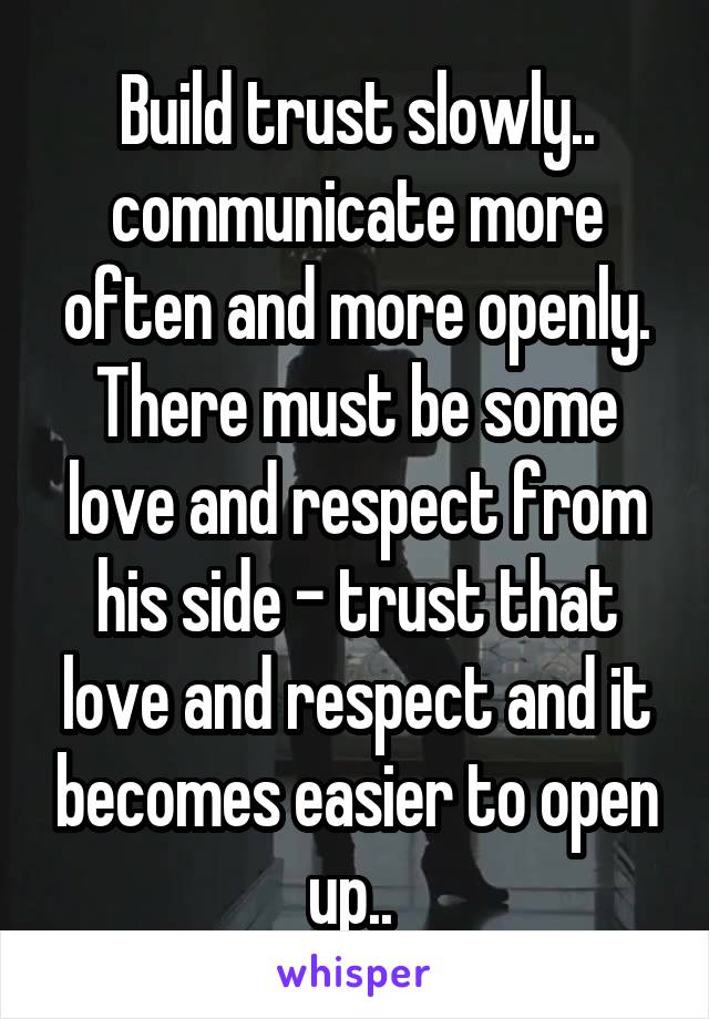 Build trust slowly.. communicate more often and more openly.
There must be some love and respect from his side - trust that love and respect and it becomes easier to open up.. 