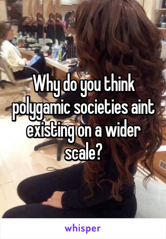 Why do you think polygamic societies aint existing on a wider scale?