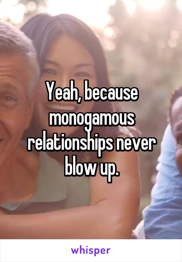 Yeah, because monogamous relationships never blow up.