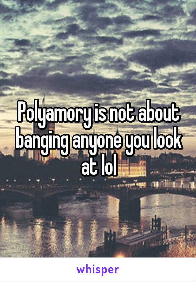 Polyamory is not about banging anyone you look at lol