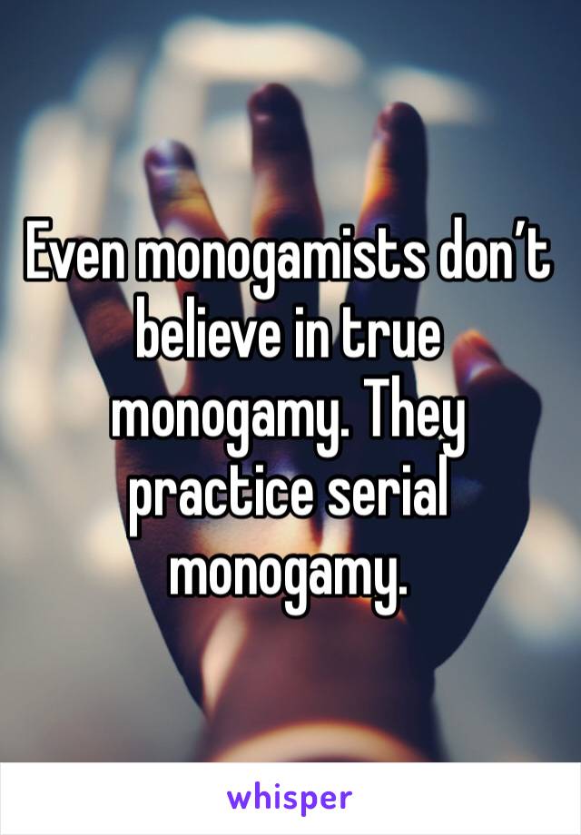 Even monogamists don’t believe in true monogamy. They practice serial monogamy. 