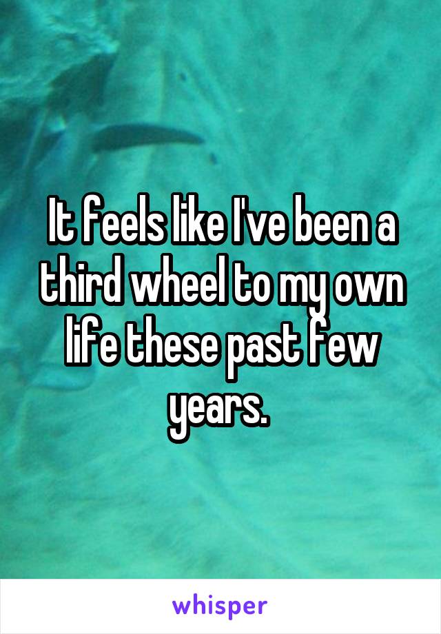 It feels like I've been a third wheel to my own life these past few years. 