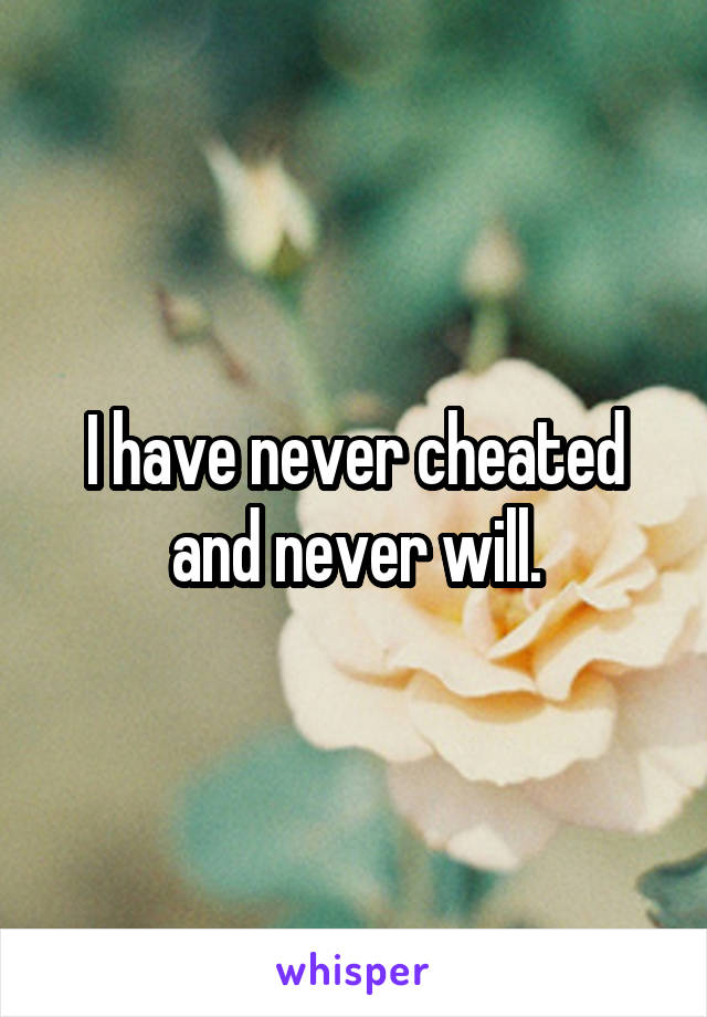 I have never cheated and never will.