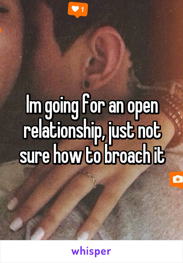 Im going for an open relationship, just not sure how to broach it