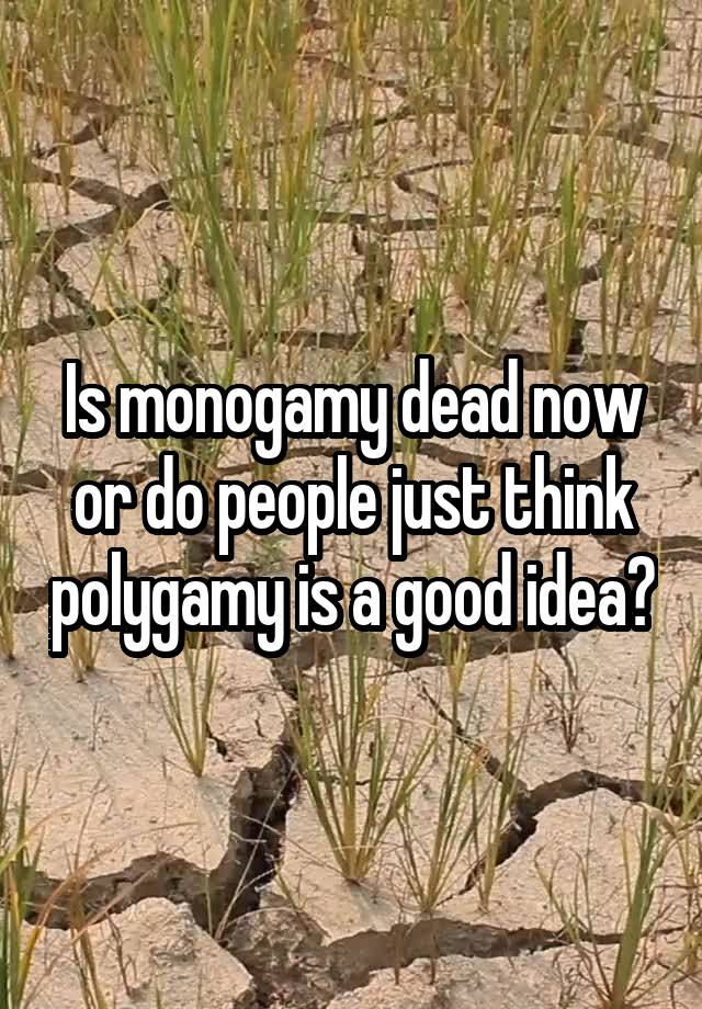 Is monogamy dead now or do people just think polygamy is a good idea?