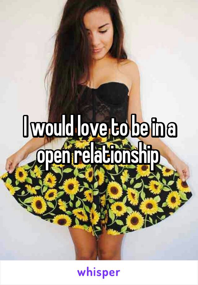 I would love to be in a open relationship 