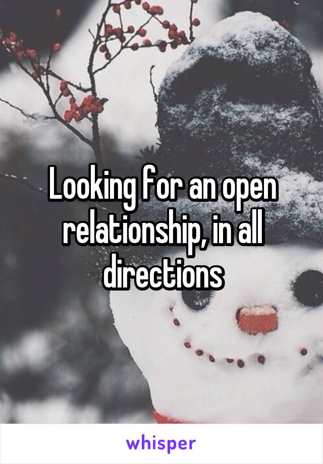 Looking for an open relationship, in all directions