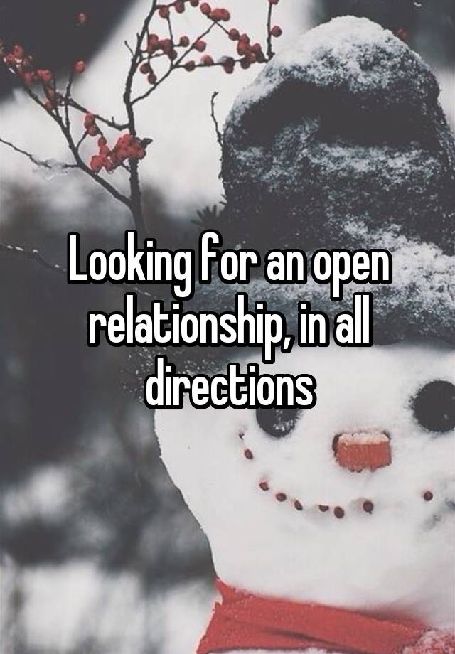 Looking for an open relationship, in all directions