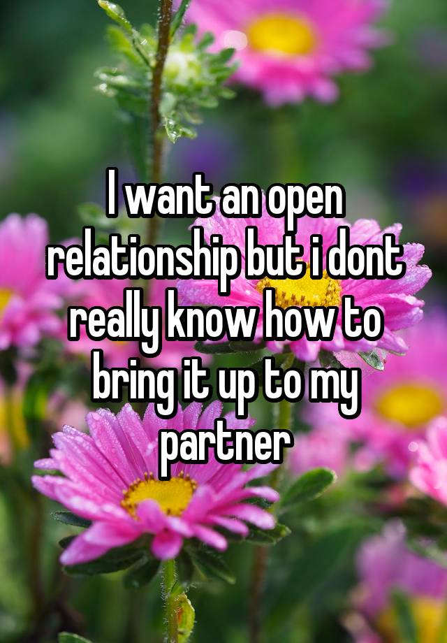 I want an open relationship but i dont really know how to bring it up to my partner