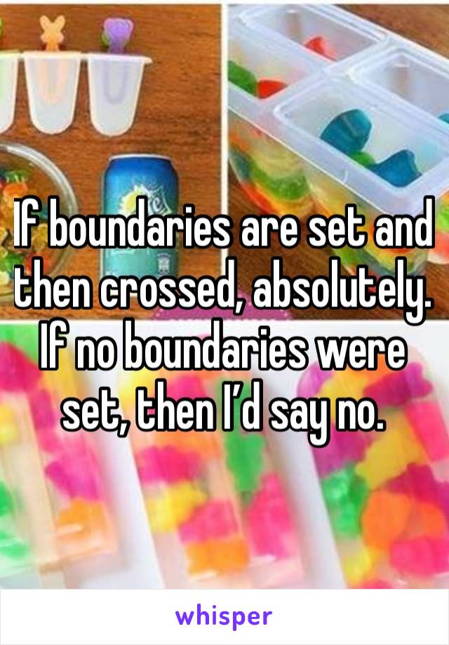 If boundaries are set and then crossed, absolutely. If no boundaries were set, then I’d say no.