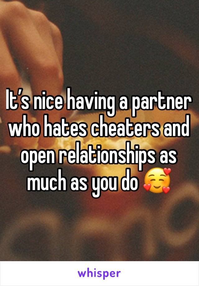 It’s nice having a partner who hates cheaters and open relationships as much as you do 🥰