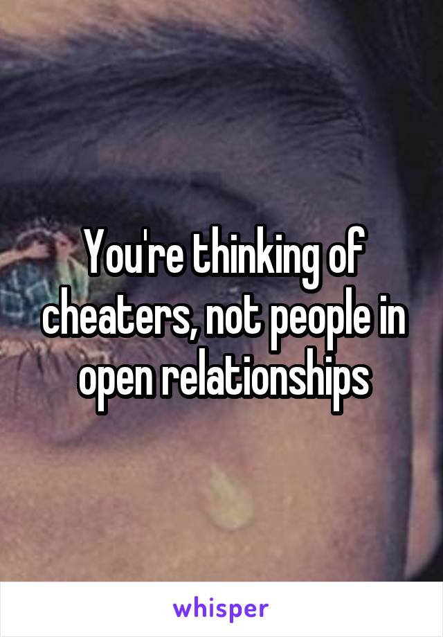 You're thinking of cheaters, not people in open relationships