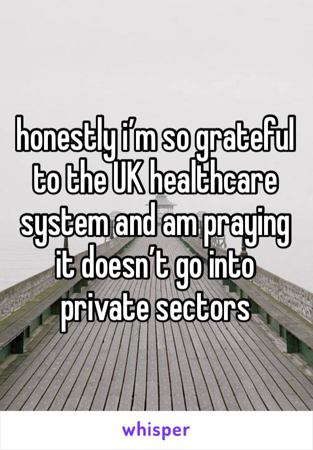 honestly i’m so grateful to the UK healthcare system and am praying it doesn’t go into private sectors