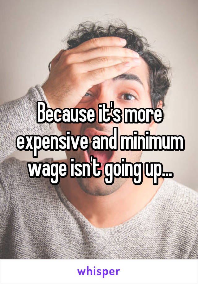 Because it's more expensive and minimum wage isn't going up...