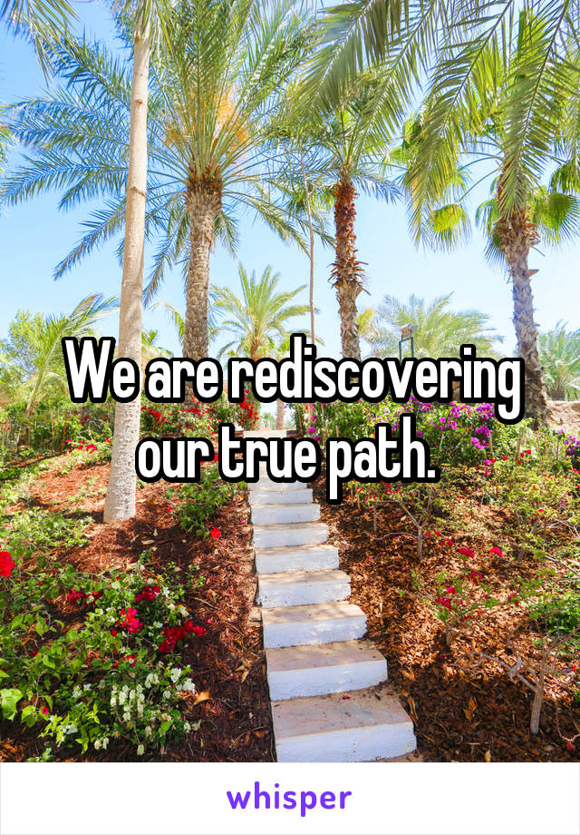 We are rediscovering our true path. 