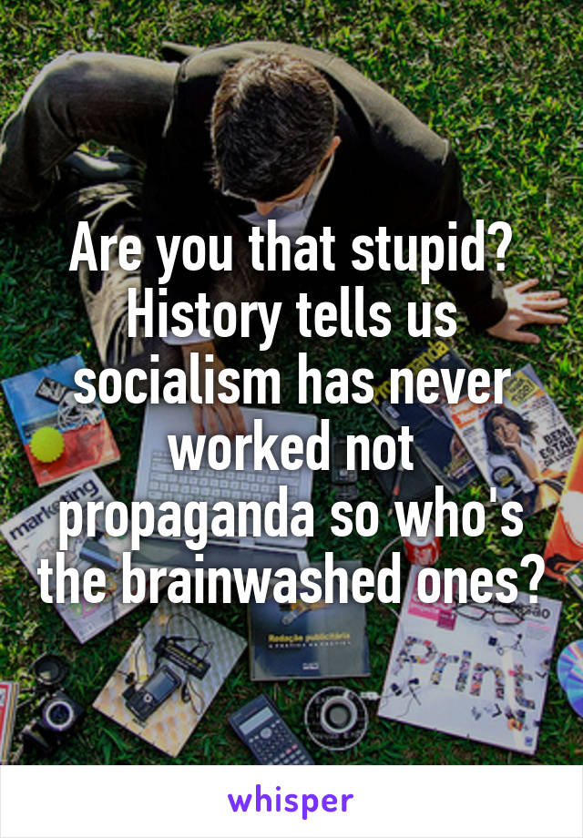 Are you that stupid? History tells us socialism has never worked not propaganda so who's the brainwashed ones?