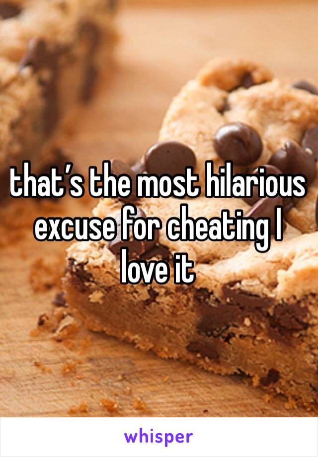 that’s the most hilarious excuse for cheating I love it