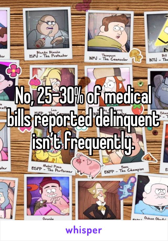 No, 25-30% of medical bills reported delinquent isn’t frequently. 