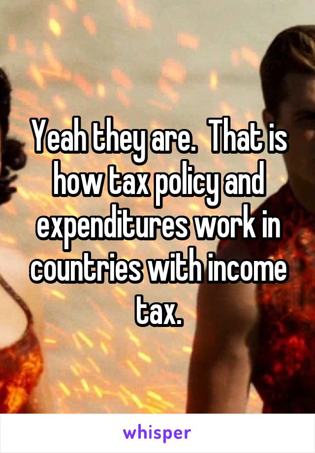 Yeah they are.  That is how tax policy and expenditures work in countries with income tax.