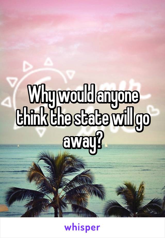 Why would anyone think the state will go away?