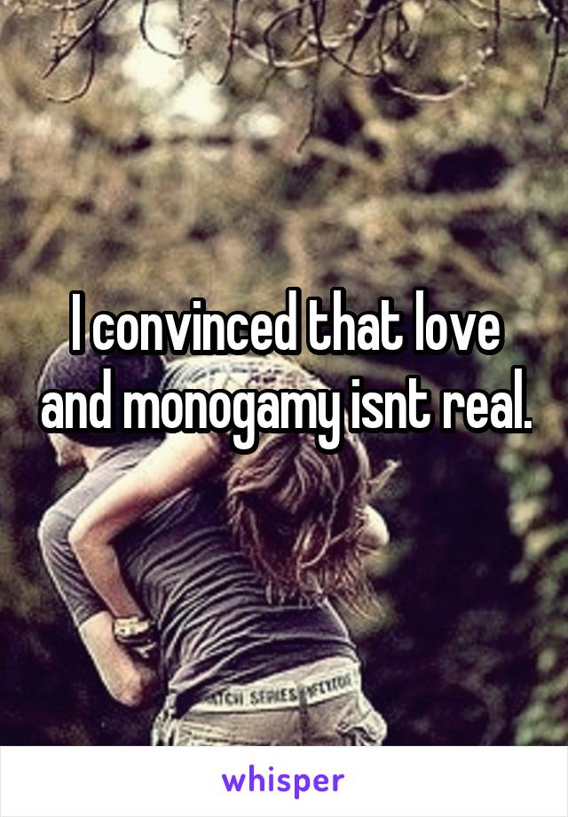 I convinced that love and monogamy isnt real. 