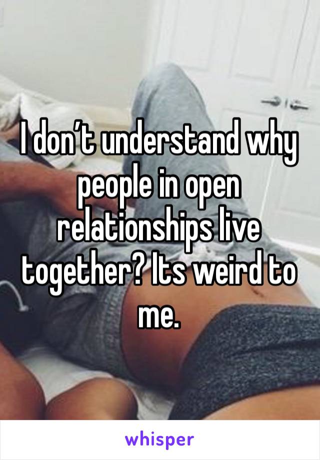 I don’t understand why people in open relationships live together? Its weird to me.