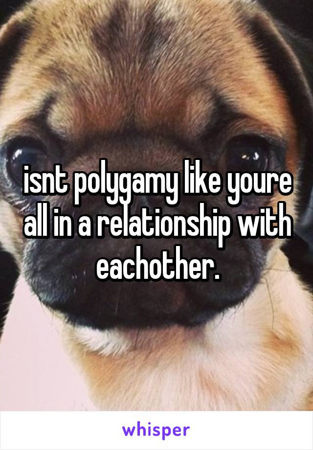 isnt polygamy like youre all in a relationship with eachother.