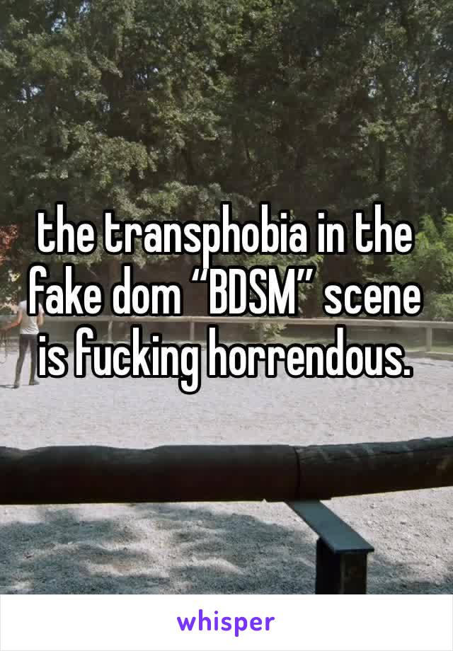 the transphobia in the fake dom “BDSM” scene is fucking horrendous.