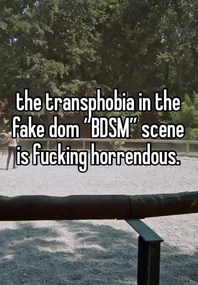 the transphobia in the fake dom “BDSM” scene is fucking horrendous.