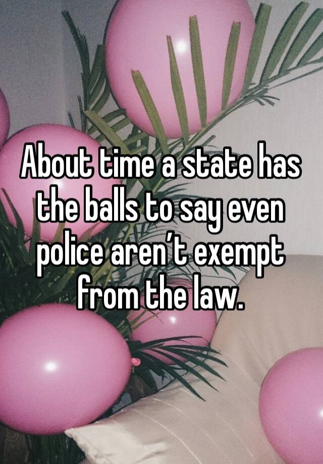 About time a state has the balls to say even police aren’t exempt from the law. 