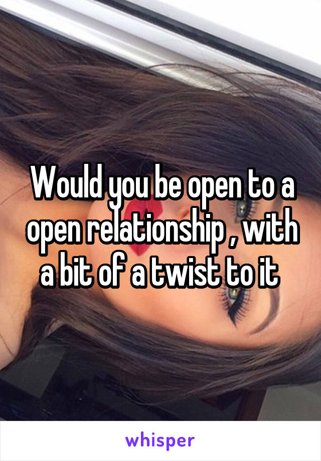 Would you be open to a open relationship , with a bit of a twist to it 