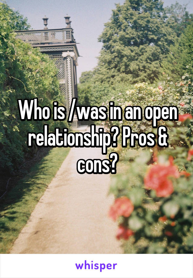 Who is /was in an open relationship? Pros & cons?