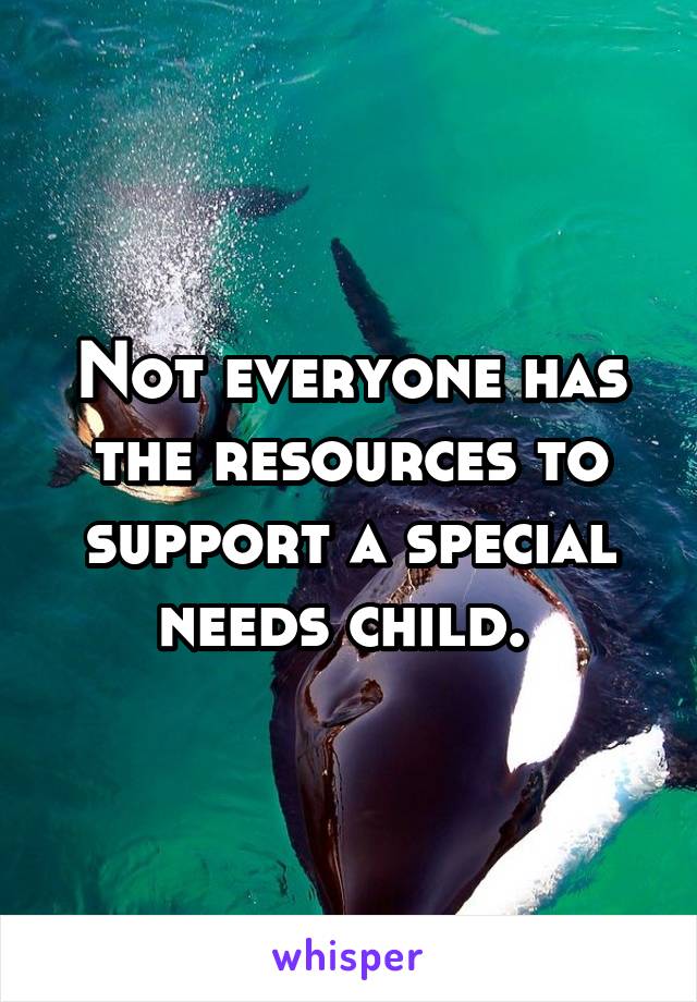 Not everyone has the resources to support a special needs child. 