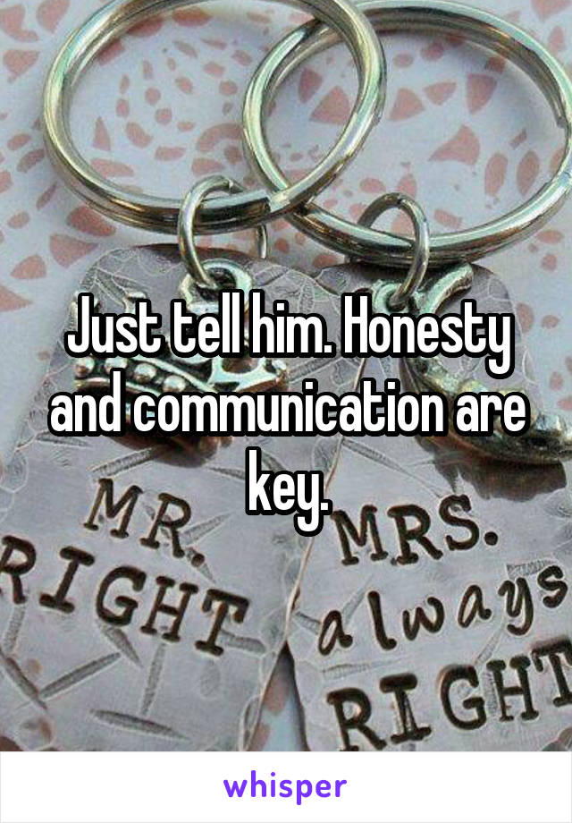 Just tell him. Honesty and communication are key.