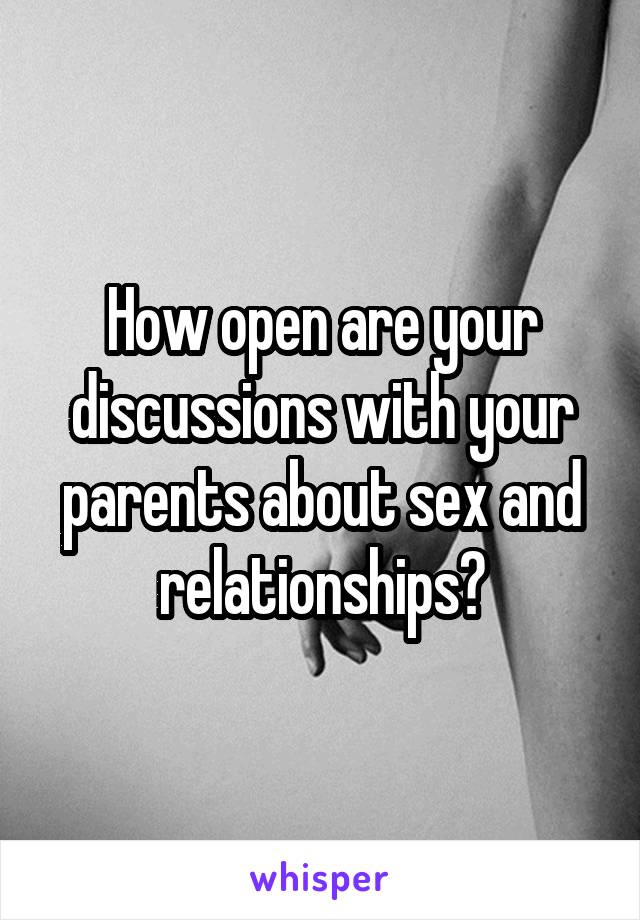 How open are your discussions with your parents about sex and relationships?