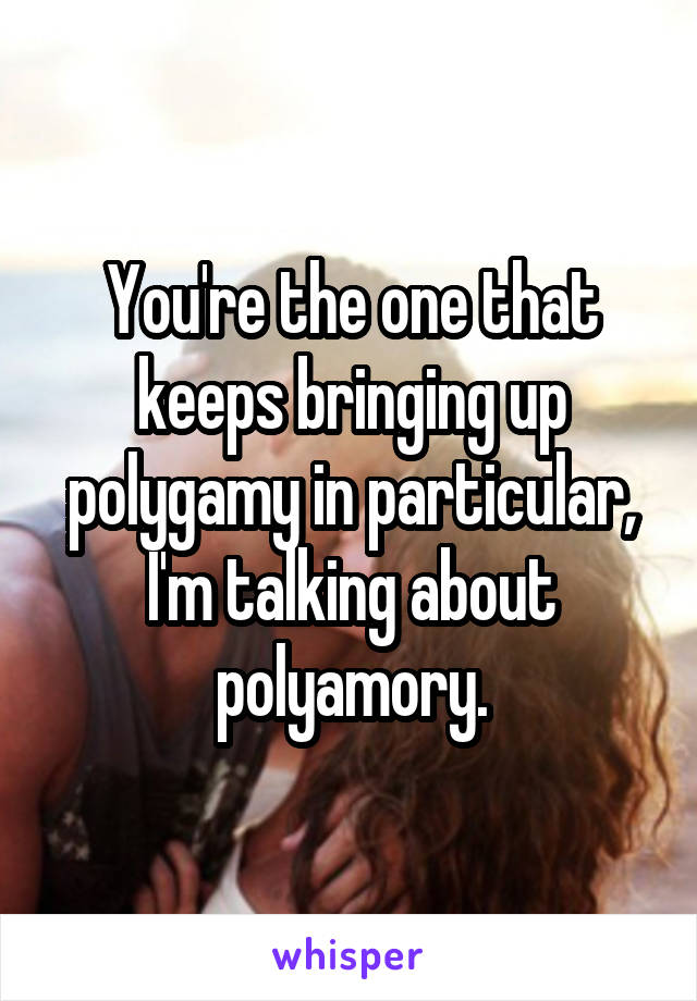 You're the one that keeps bringing up polygamy in particular, I'm talking about polyamory.