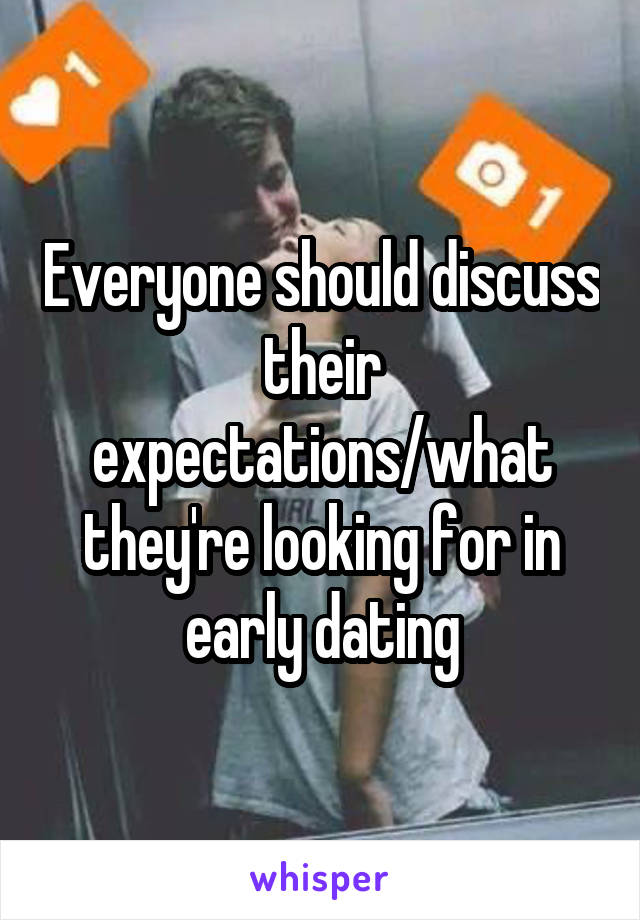 Everyone should discuss their expectations/what they're looking for in early dating