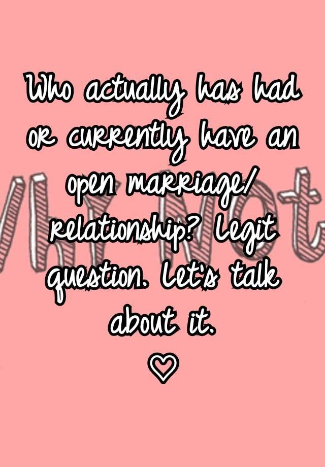 Who actually has had or currently have an open marriage/relationship? Legit question. Let's talk about it.
♡