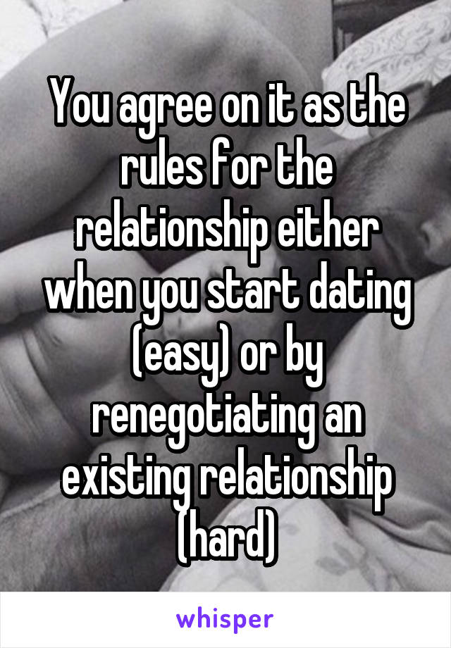 You agree on it as the rules for the relationship either when you start dating (easy) or by renegotiating an existing relationship (hard)