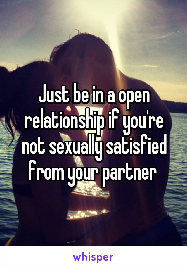 Just be in a open relationship if you're not sexually satisfied from your partner 