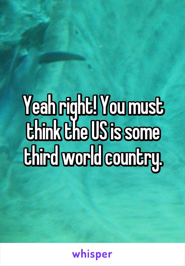 Yeah right! You must think the US is some third world country.