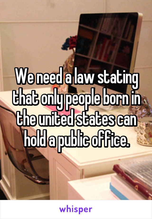 We need a law stating that only people born in the united states can hold a public office.