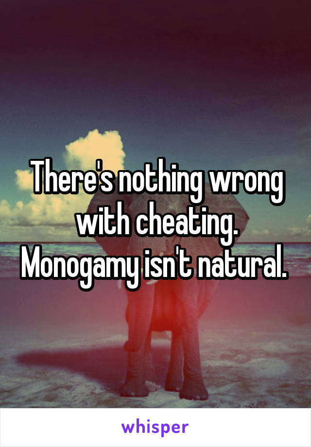 There's nothing wrong with cheating. Monogamy isn't natural. 