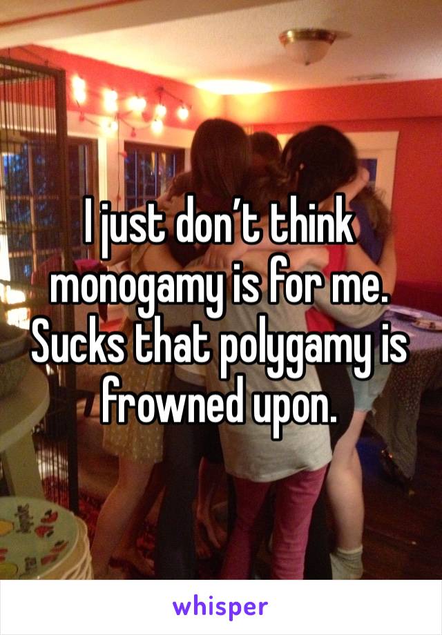 I just don’t think monogamy is for me. Sucks that polygamy is frowned upon.