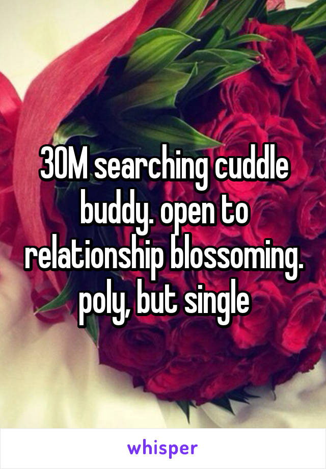 30M searching cuddle buddy. open to relationship blossoming. poly, but single