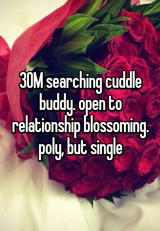 30M searching cuddle buddy. open to relationship blossoming. poly, but single