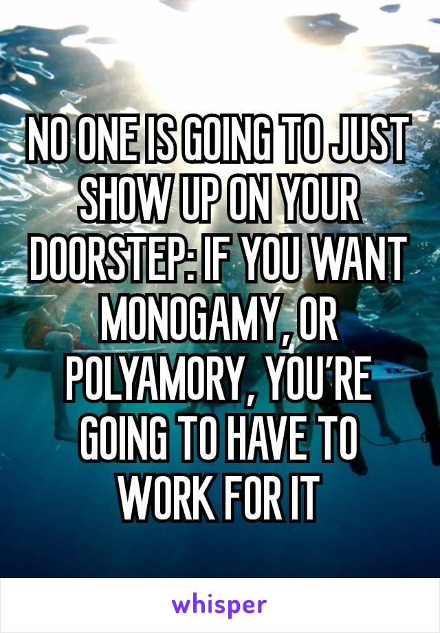 NO ONE IS GOING TO JUST SHOW UP ON YOUR DOORSTEP: IF YOU WANT MONOGAMY, OR POLYAMORY, YOU’RE GOING TO HAVE TO WORK FOR IT